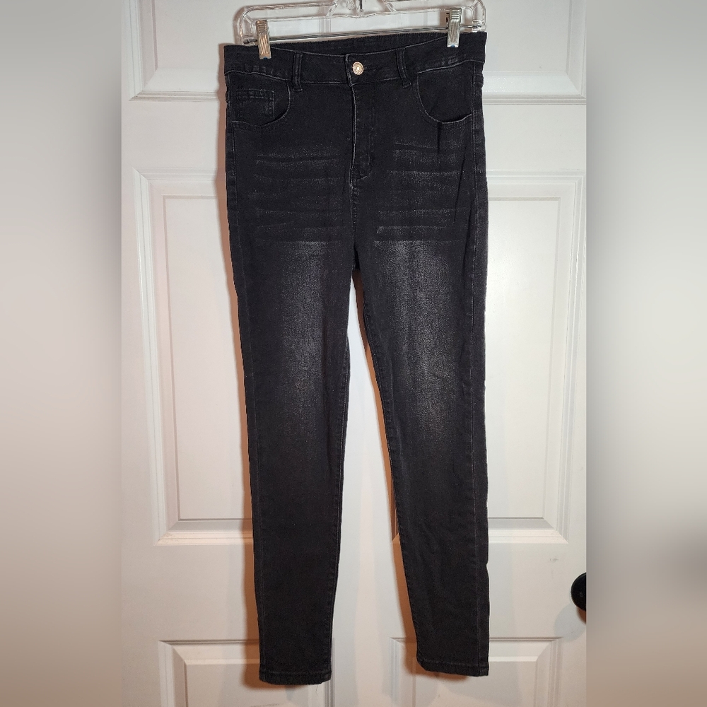 Shein Stretchy Black High Waist Skinny Jeans L (Approx. 30in Waist)